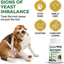 Dog with symptoms of yeast imbalance and a bottle of YeastGuard supplement on a white background