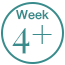 Progress indicator with 'Week 4' text and a plus sign, used to track progress or milestones.
