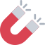 Magnet icon with a red border on a white background