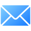 Blue email icon on a white background