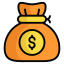 Illustration of a money bag icon