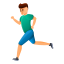 Person running on a road with a clear sky