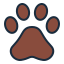 Brown paw print on a white background