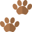 Two paw prints on a white background