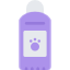 Bottle of hand sanitizer with a purple label on a white background