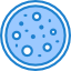 Blue circular object with white dots on a blue background