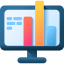 Computer screen displaying a bar chart with colorful bars on a white background