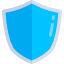 Blue shield icon on a white background