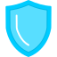Blue shield icon on a white background
