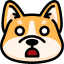 Cartoon dog face with a sad expression