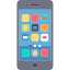 Smartphone with a colorful case on a white background