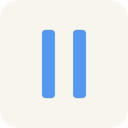 Blue pause symbol on a white background