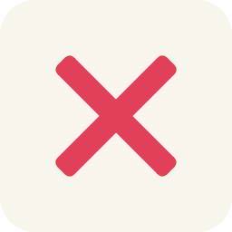 Red 'X' symbol on a beige background