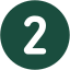Number 2 icon on a green background
