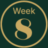 Logo with 'Week 8' text in a circular design
