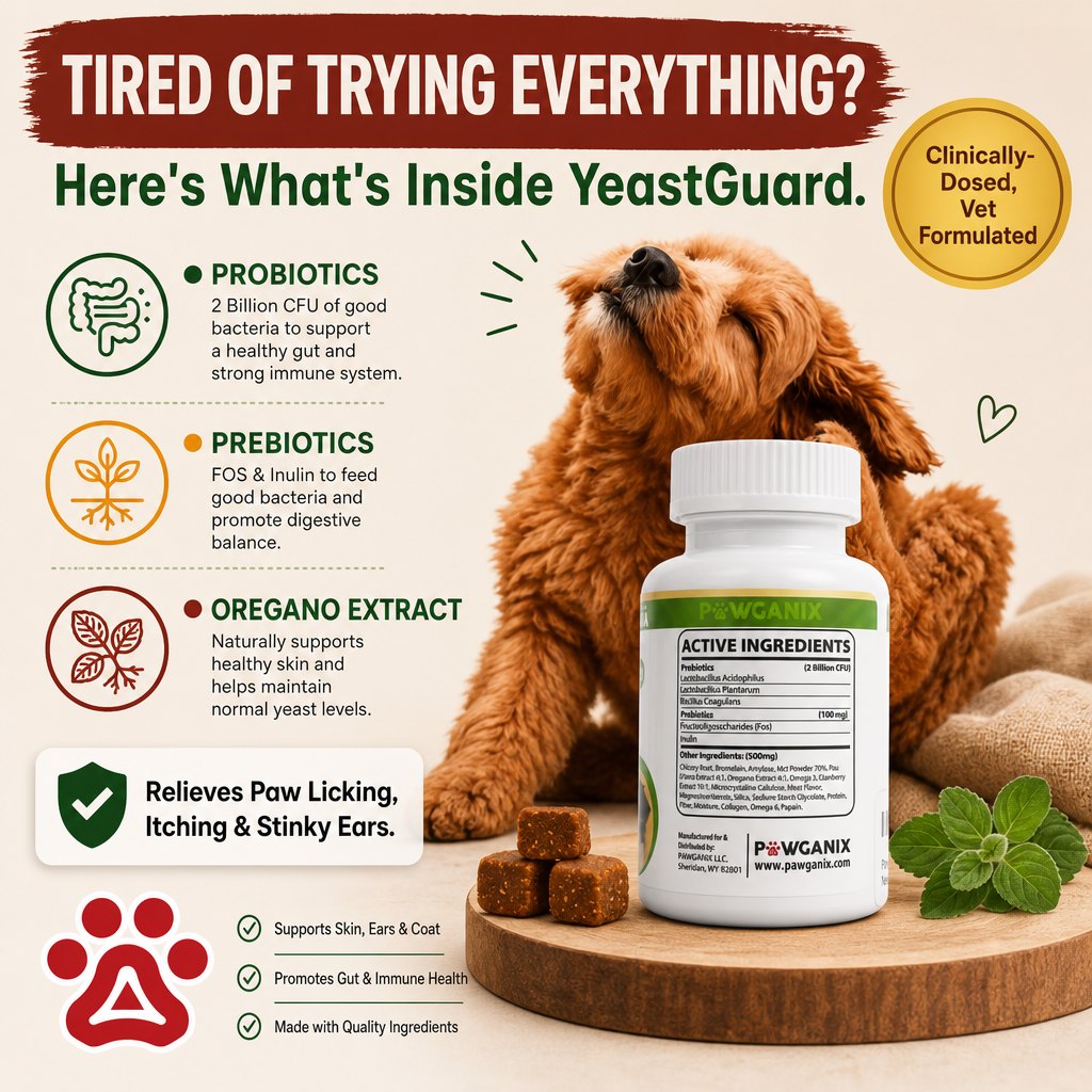 Happy healthy dog after YeastGuard yeast support