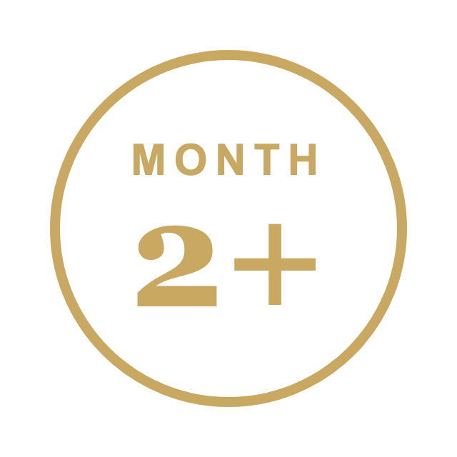 Month 2+ timeline badge