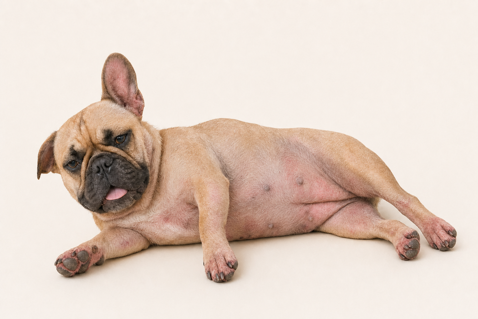 Dog skin at weeks 2 to 4, first signs of calm
